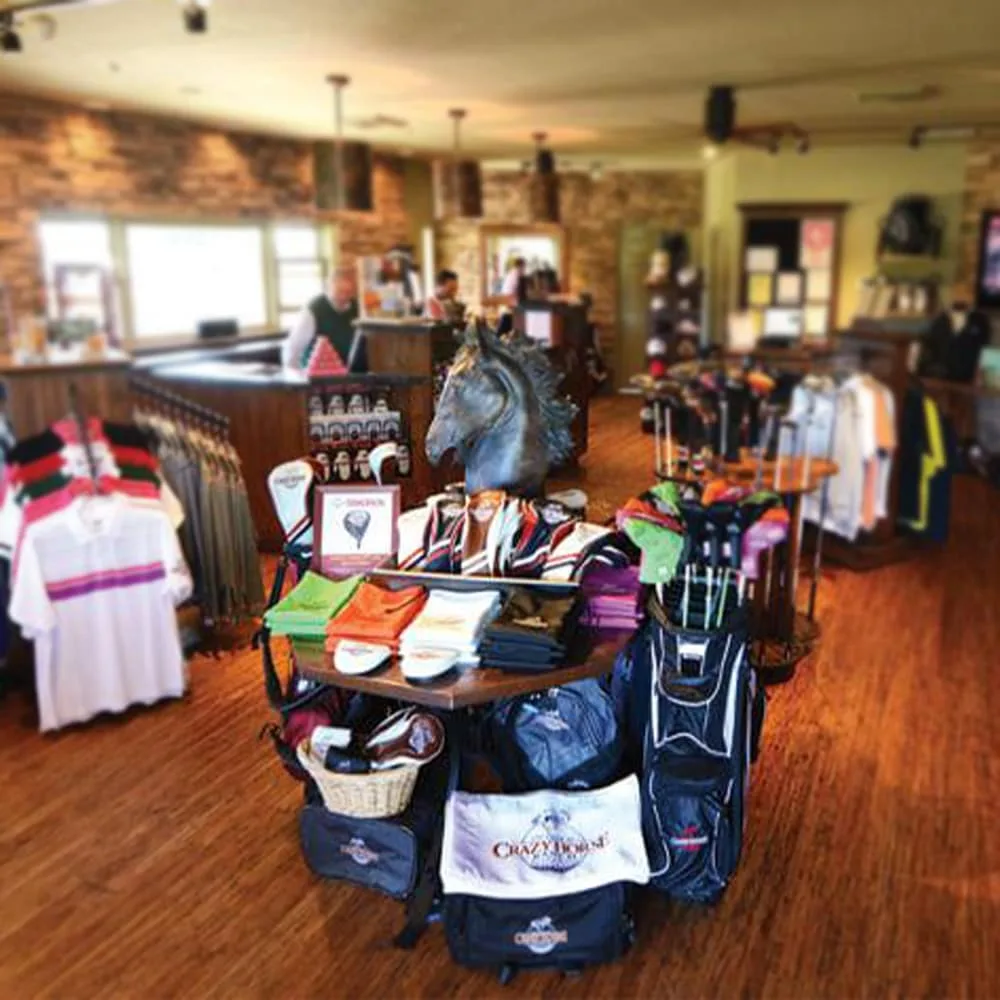 Picture with golf equipment & accessories in The club at crazy horse shop.